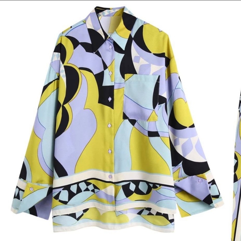 Multicolor Zara Patterned Button top - Picture 2 of 2